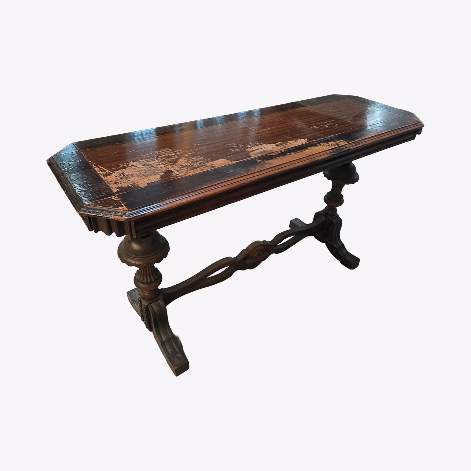 Mid 20th Century Vintage Jacobean Style Library Mahogany Table